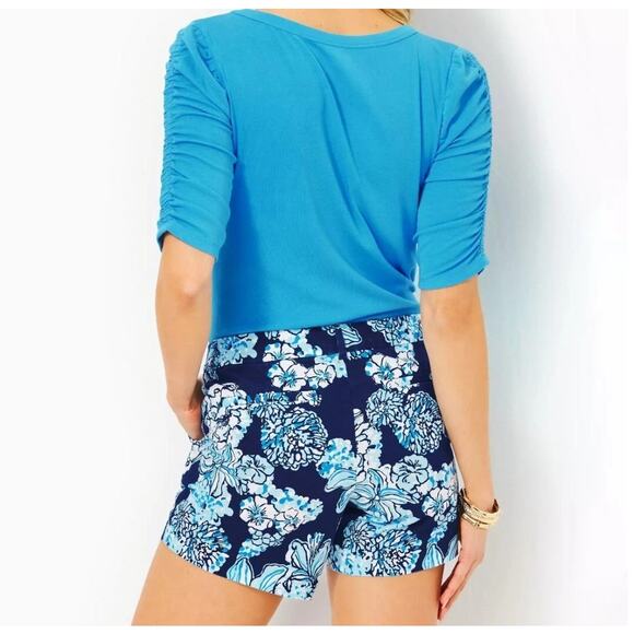 Lilly Pulitzer Callahan Stretch Shorts Bouquet All Day Low Tide Navy womens 12 - Picture 8 of 14